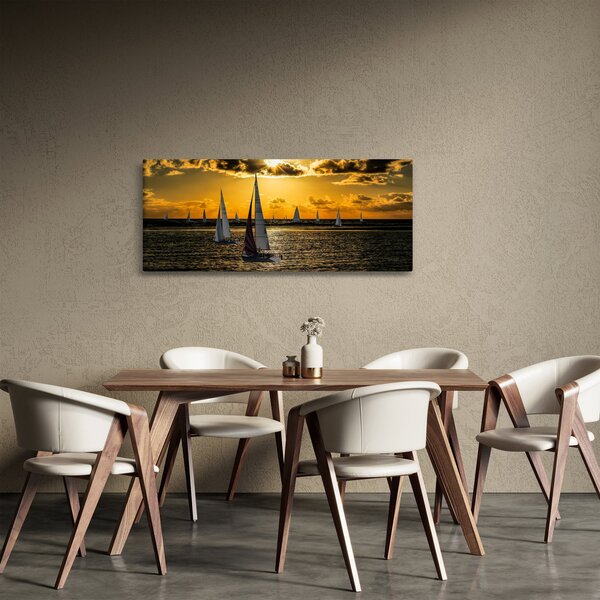 Slika jahte u zalasku sunca (120x50 cm)