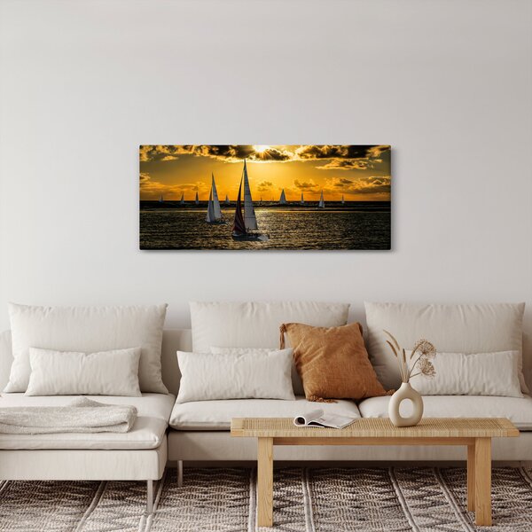 Slika jahte u zalasku sunca (120x50 cm)