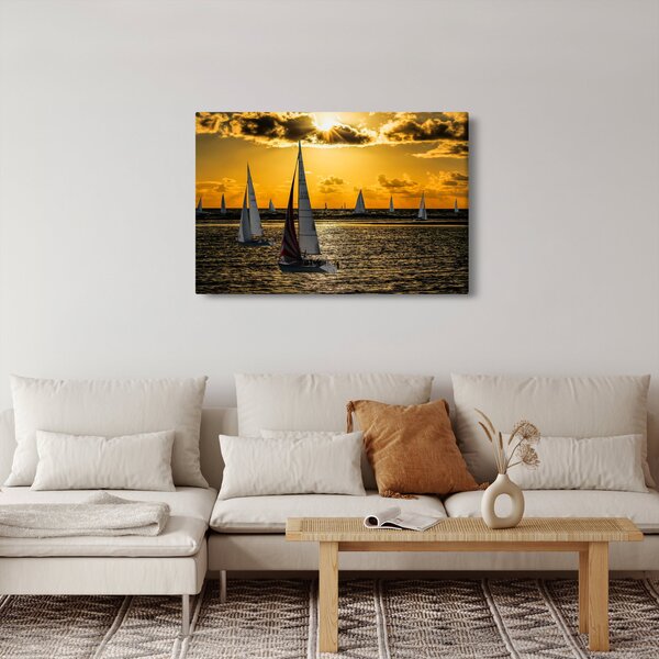Slika jahte u zalasku sunca (90x60 cm)