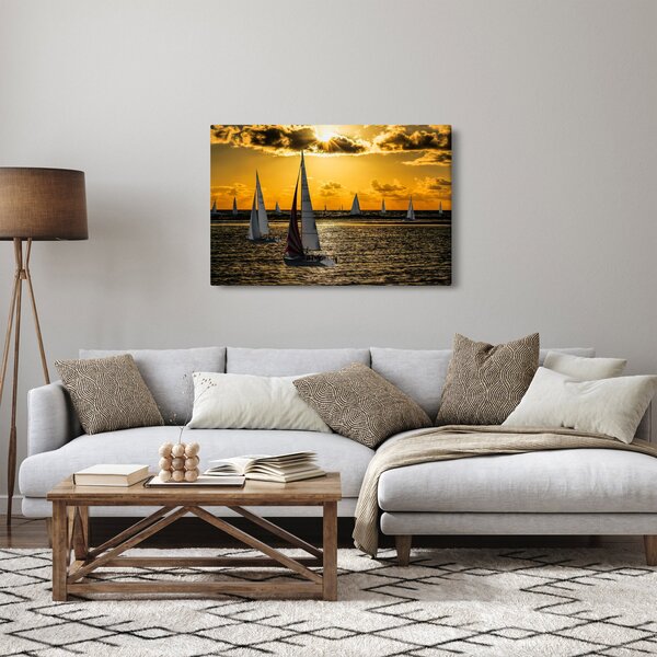 Slika jahte u zalasku sunca (90x60 cm)