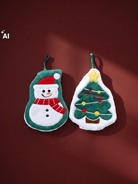 Sinsay - Set božićnih ručnika u obliku božićnog drvca i snjegovića 2 pack