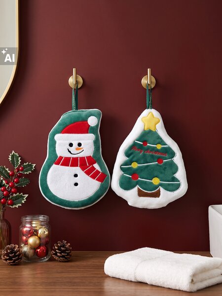Sinsay - Set božićnih ručnika u obliku božićnog drvca i snjegovića 2 pack