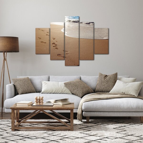 Slika - otisci stopala u pijesku i more (150x105 cm)