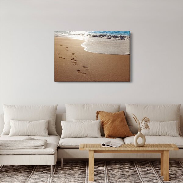 Slika - otisci stopala u pijesku i more (90x60 cm)