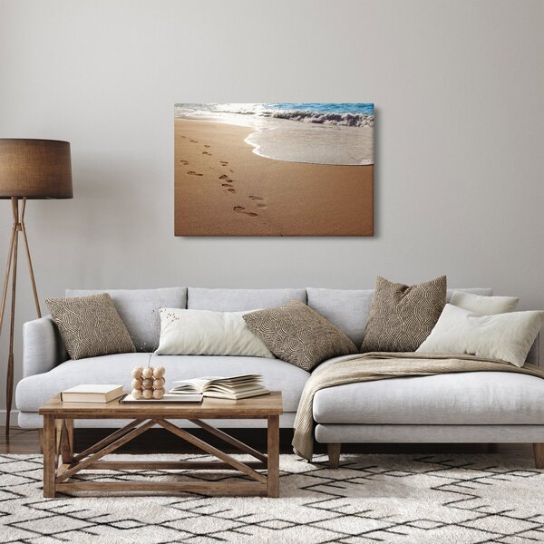 Slika - otisci stopala u pijesku i more (90x60 cm)