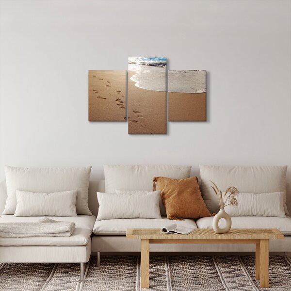 Slika - otisci stopala u pijesku i more (90x60 cm)