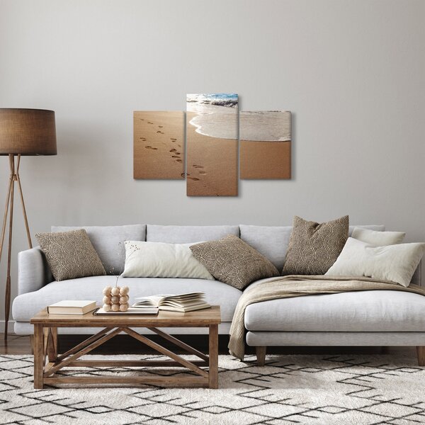 Slika - otisci stopala u pijesku i more (90x60 cm)