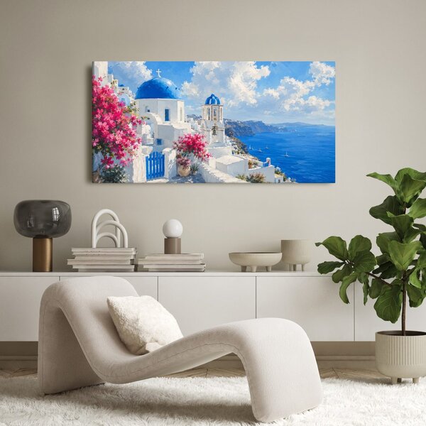 Slika cvjetni Santorini pod ljetnim nebom