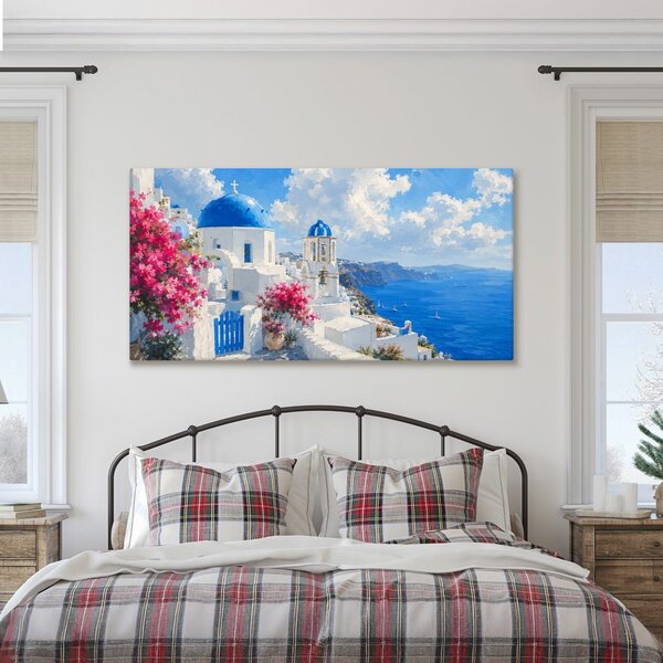 Slika cvjetni Santorini pod ljetnim nebom