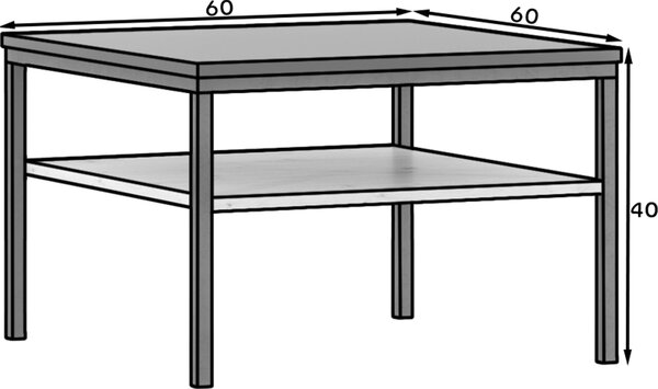 Klub stol LANZZI 60x60cm, crni / dekor hrast