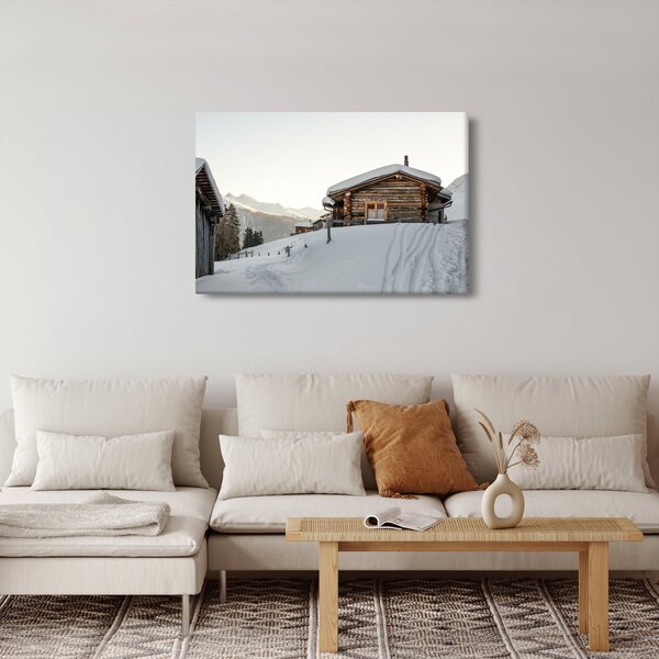 Slika - planinarska koliba u snijegu (90x60 cm)
