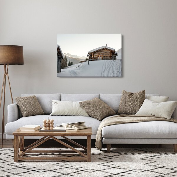 Slika - planinarska koliba u snijegu (90x60 cm)
