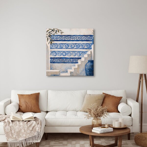 Slika mediteranske stube s plavim ornamentima