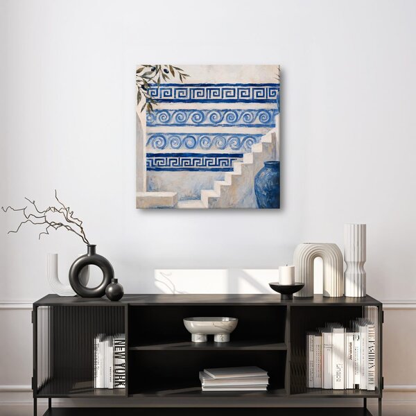 Slika mediteranske stube s plavim ornamentima
