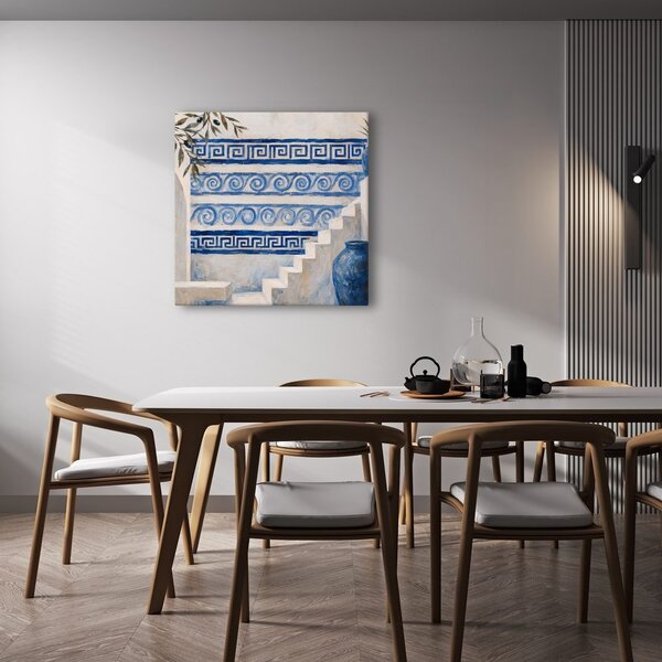 Slika mediteranske stube s plavim ornamentima