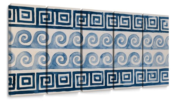 5-dijelna slika plave spirale i ornamenti