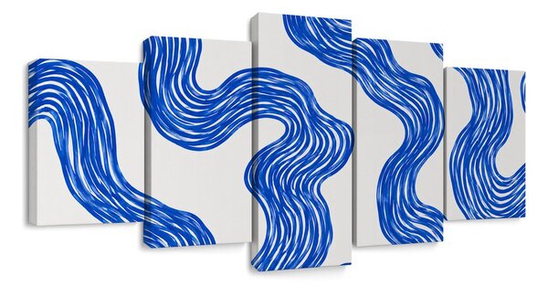 5-dijelna slika plave valovite linije