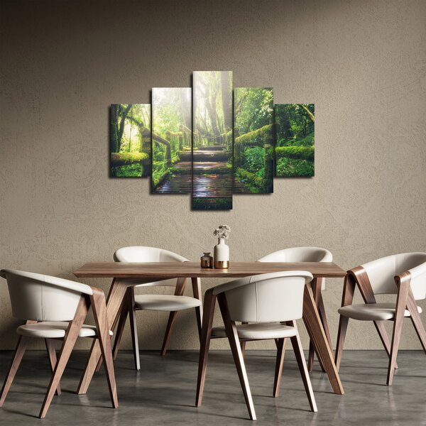 Slika - drvene stepenice u šumi (150x105 cm)