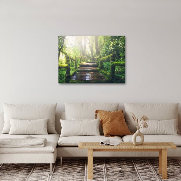 Slika - drvene stepenice u šumi (70x50 cm)