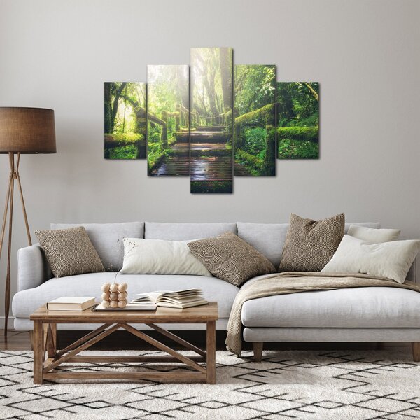 Slika - drvene stepenice u šumi (150x105 cm)