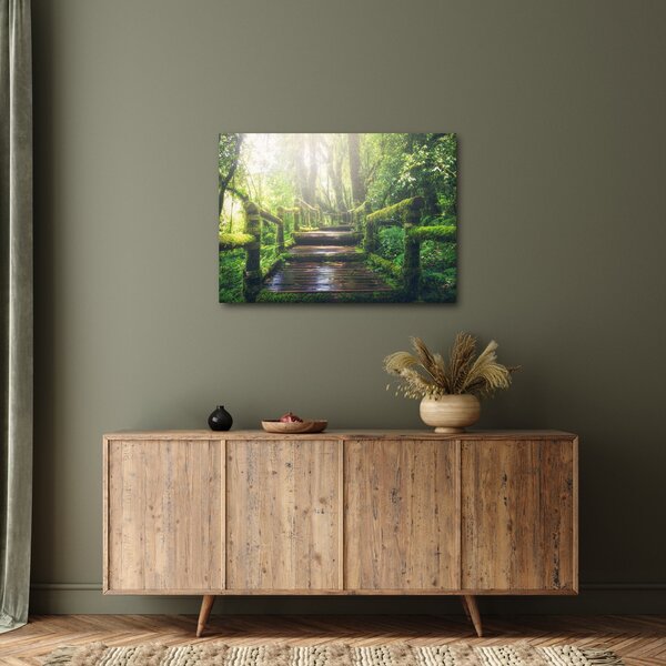 Slika - drvene stepenice u šumi (70x50 cm)