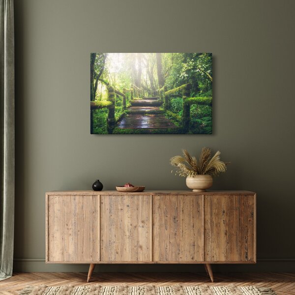 Slika - drvene stepenice u šumi (90x60 cm)