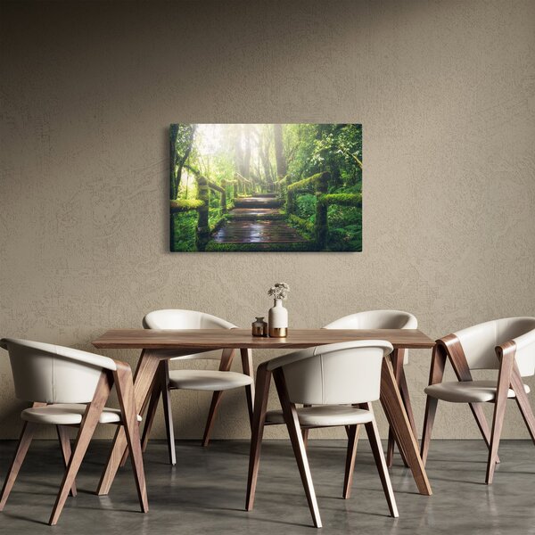Slika - drvene stepenice u šumi (90x60 cm)