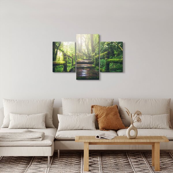 Slika - drvene stepenice u šumi (90x60 cm)