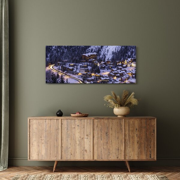 Slika - planinski zimski grad (120x50 cm)