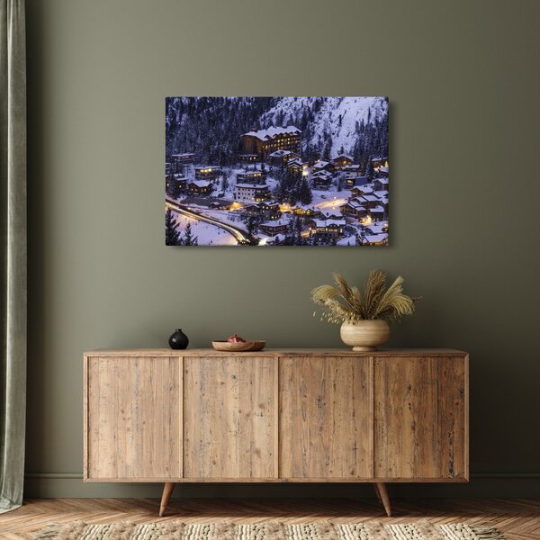 Slika - planinski zimski grad (90x60 cm)