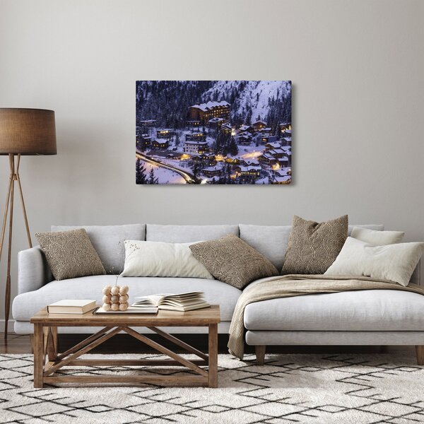 Slika - planinski zimski grad (90x60 cm)