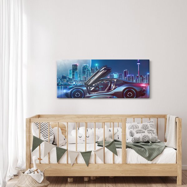 Slika trkaćeg automobila noću (120x50 cm)