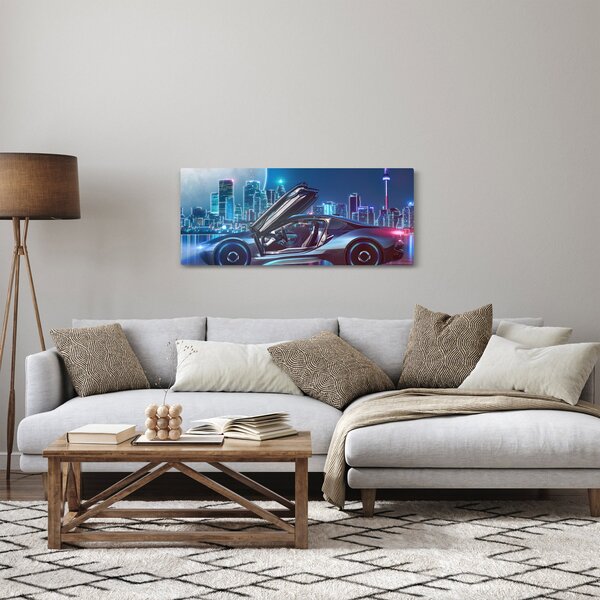 Slika trkaćeg automobila noću (120x50 cm)