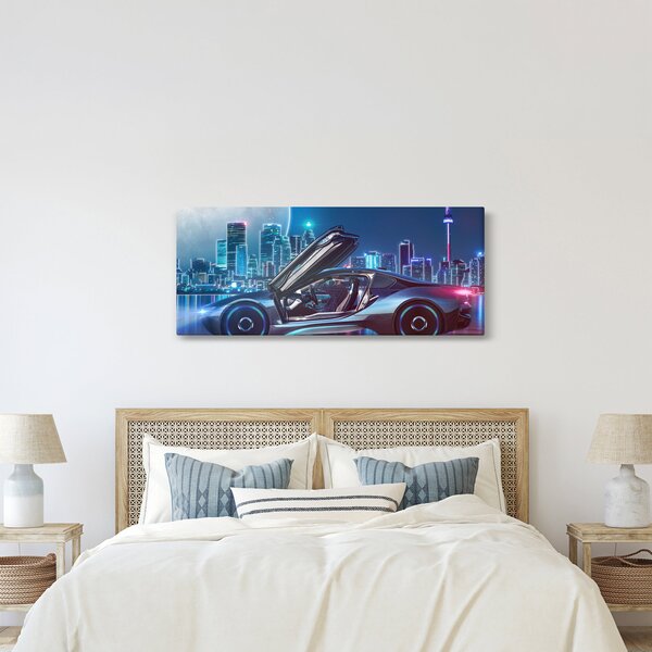 Slika trkaćeg automobila noću (120x50 cm)