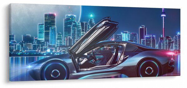 Slika trkaćeg automobila noću (120x50 cm)