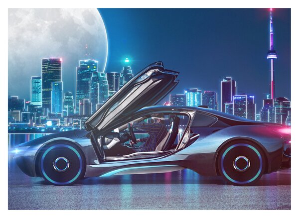 Slika trkaćeg automobila noću (70x50 cm)