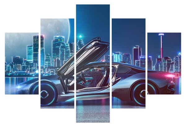 Slika trkaćeg automobila noću (150x105 cm)