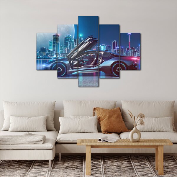Slika trkaćeg automobila noću (150x105 cm)