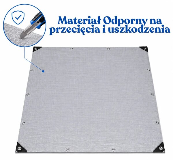 Vodootporna cerada siva 2 × 4 m, ojačana s ušicama