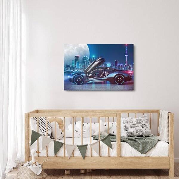 Slika trkaćeg automobila noću (90x60 cm)