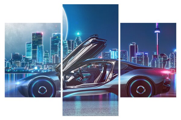 Slika trkaćeg automobila noću (90x60 cm)