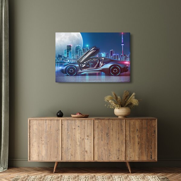Slika trkaćeg automobila noću (90x60 cm)
