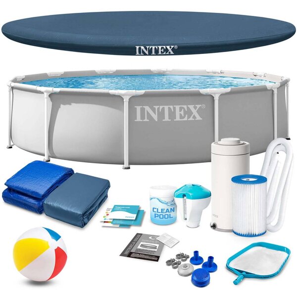 Intex sivi okvirni bazen 366 x 76 cm set 16 u 1 šareni