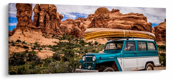 Slika terenskog automobila u planinama (120x50 cm)
