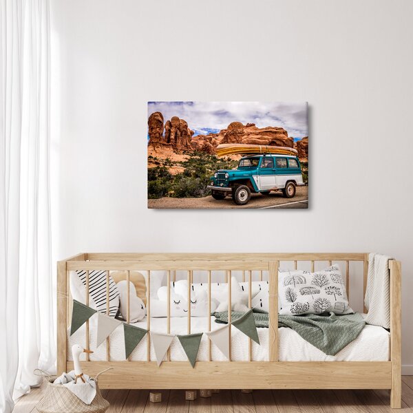 Slika terenskog automobila u planinama (90x60 cm)