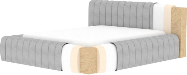 Bež tapecirani bračni krevet s prostorom za odlaganje s podnicom 180x200 cm Carilla – ELTAP