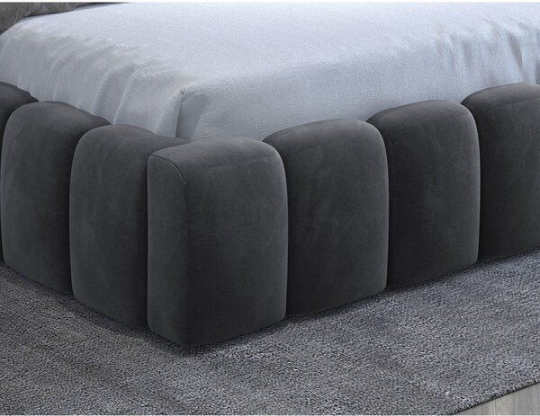 Sivi tapecirani bračni krevet s prostorom za odlaganje s podnicom 180x200 cm Lamica – ELTAP