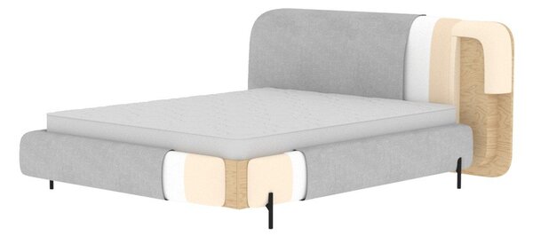 Bež tapecirani bračni krevet s prostorom za odlaganje s podnicom 180x200 cm Pointt – ELTAP