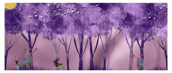 Slika - Jelen u čarobnoj šumi (120x50 cm)