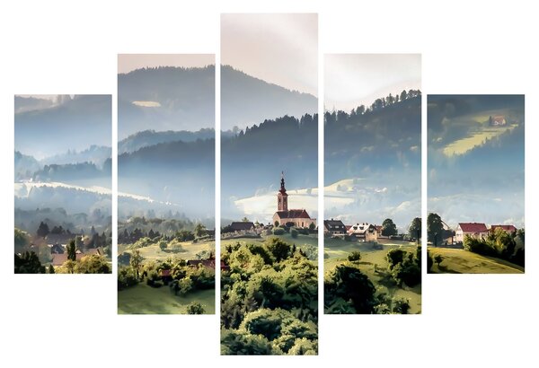 Slika - selo u magli (150x105 cm)